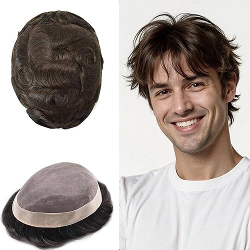 Miniatura 89 de Mens Toupee Hair Piece For Men Fine Mono Men Hair System Toupee For Men Hair Piece Real Human Hair System For Men Protesis Capilar Para Hombre 6x9
