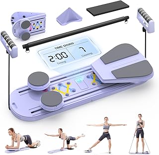 Pilates Board, 7 in 1 Pilates Reformer Set,Pilates Kit for Home Workout, Fitness, Exercise, Abs, Core Equipment，Foldable Pilates Reformer Equipment with Timer，Full Body Workout, Unisex