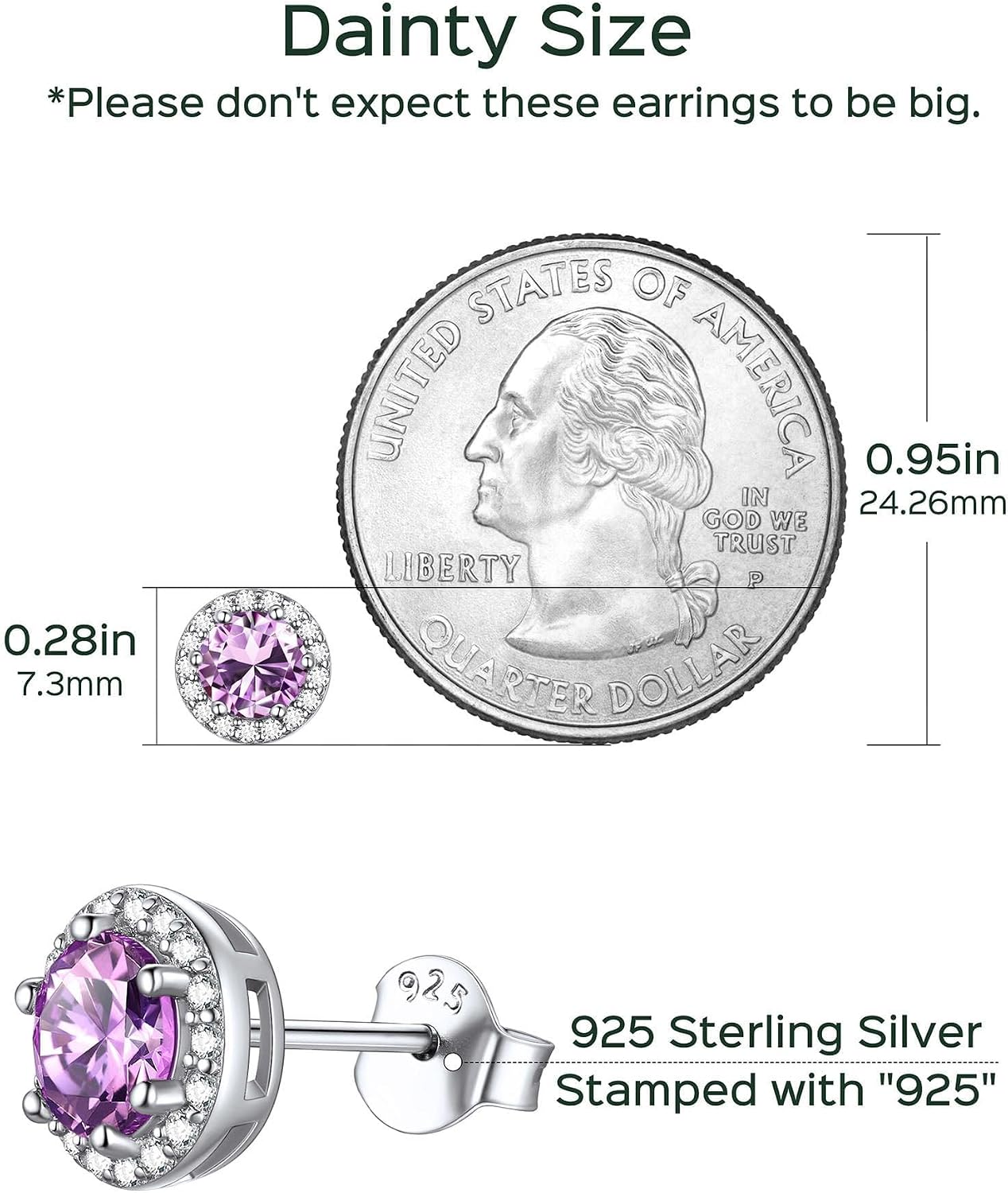 ChicSilver 925 Sterling Silver Heart/Round/Pear/Emerald Cut Birthstone Stud Earrings for Women Birthday Jewelry
