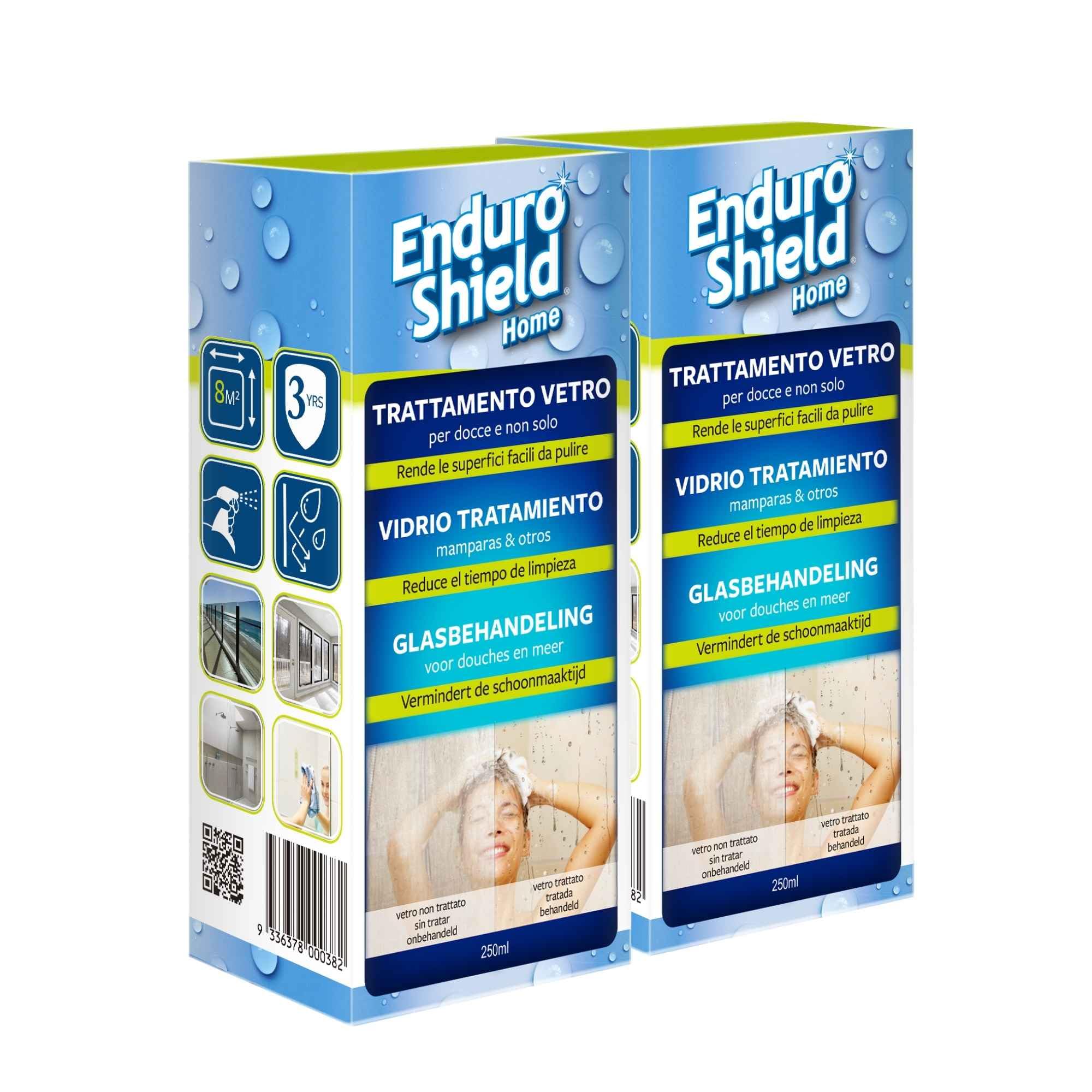 EnduroShield Glasbehandlungs-Set für Duschglas & Glasflächen - 250 ml | Weist Kalk & Seifenreste ab | Leichter zu reinigen | Einmal auftragen | Hält jahrelang