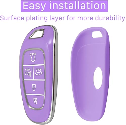 Miniatura 4 de Kirsnda Funda para llavero Hyundai con llavero, protección de TPU suave, 5 botones para Sonata Tucson 2019, 2020, 2021, 2022, accesorios de vehículo