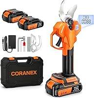 Coranex 2.05" Cordless Electric Pruning Shears: Brushless Motor, 6-8Hr Dual Battery Runtime, SK7 Blades for Garden Orchard Trimming