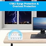 15FT 12-in-1 Surge Protected Power Strip with 1700J Capacity, Featuring 8 AC Outlets, 4 USB Ports (1 USB-C), 16AWG Long Extension Cord, 1250W/10A Rating, Angled Flat Plug Design - Ideal for Home