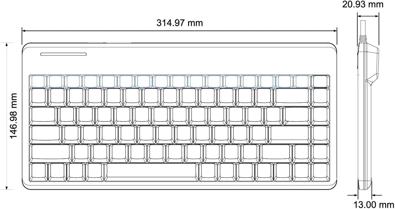 Perixx PERIBOARD-409P Wired PS2 Mini Keyboard, Black, US English Layout