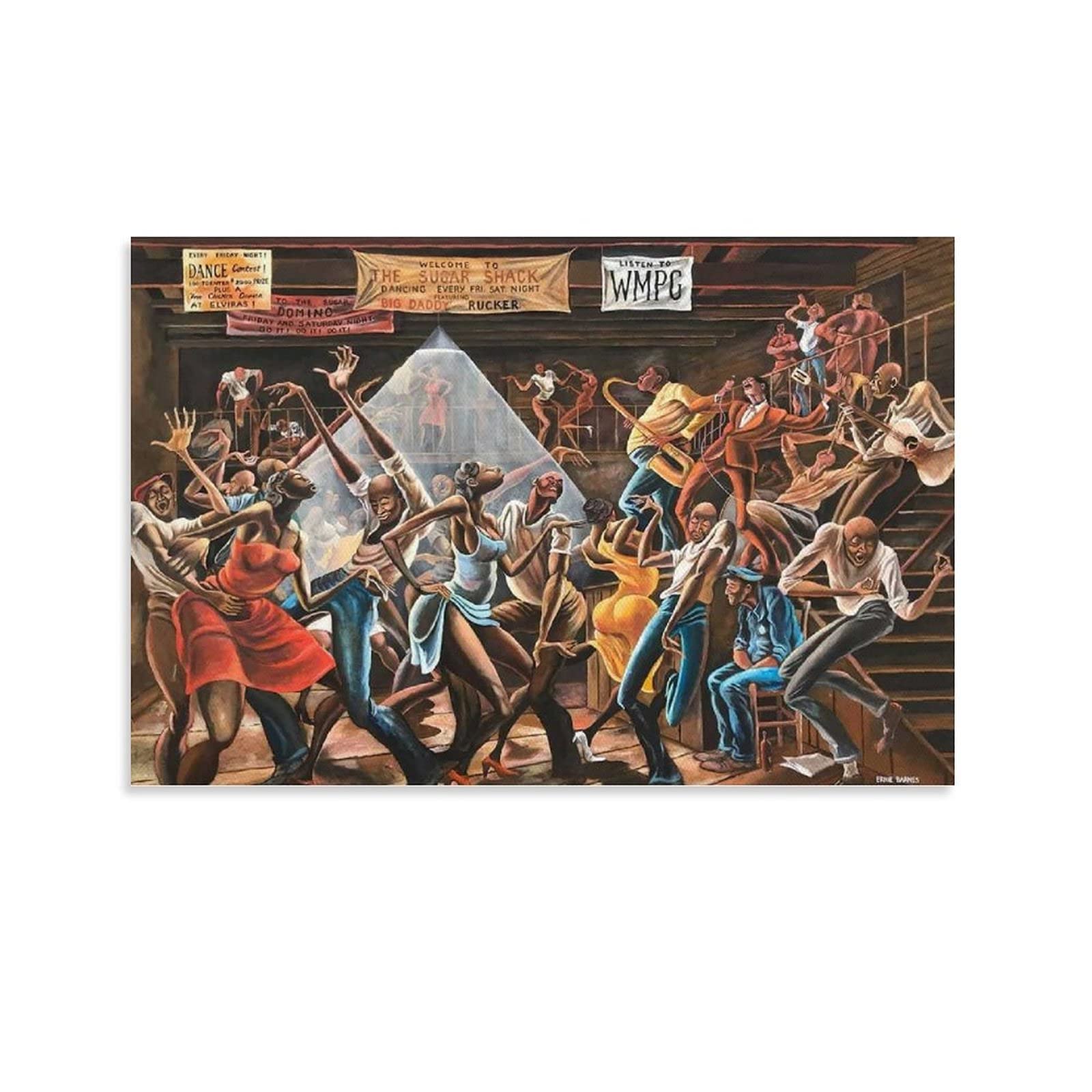 SDGSB Retro Poster Dancing Couple by Ernie Barnes Poster Decorative Painting Canvas Wall Art Living Room Posters Bedroom Painting 08x12inch(20x30cm)