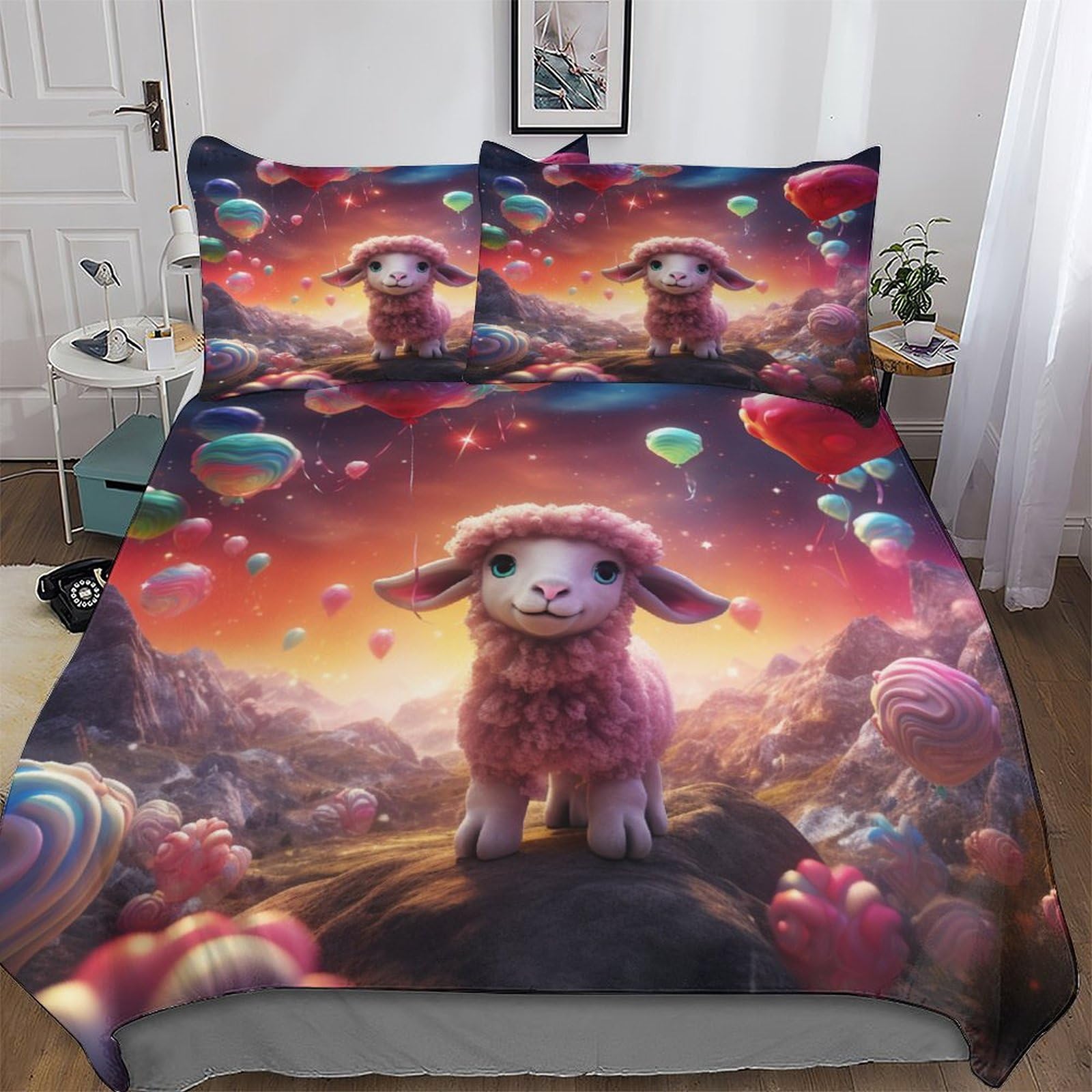 Housse de couette et taies d'oreillers parures de lit king 220x240 microfibre 3 pièces