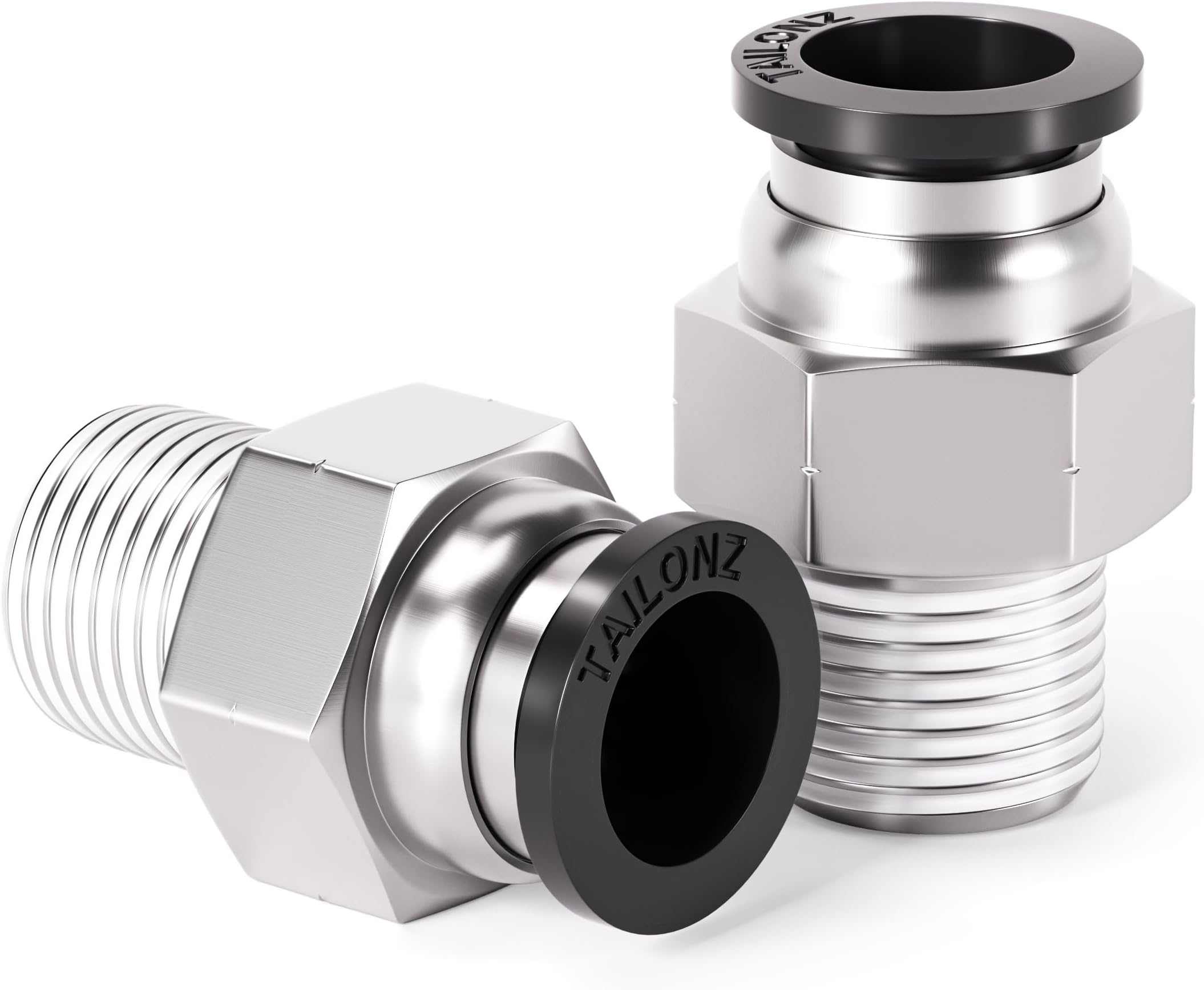 TAILONZ PNEUMATIC Male Straight 1/4 Inch Tube OD x 1/8 Inch NPT Thread Push to Connect Fittings PC-1/4-N1 (Pack of 10)