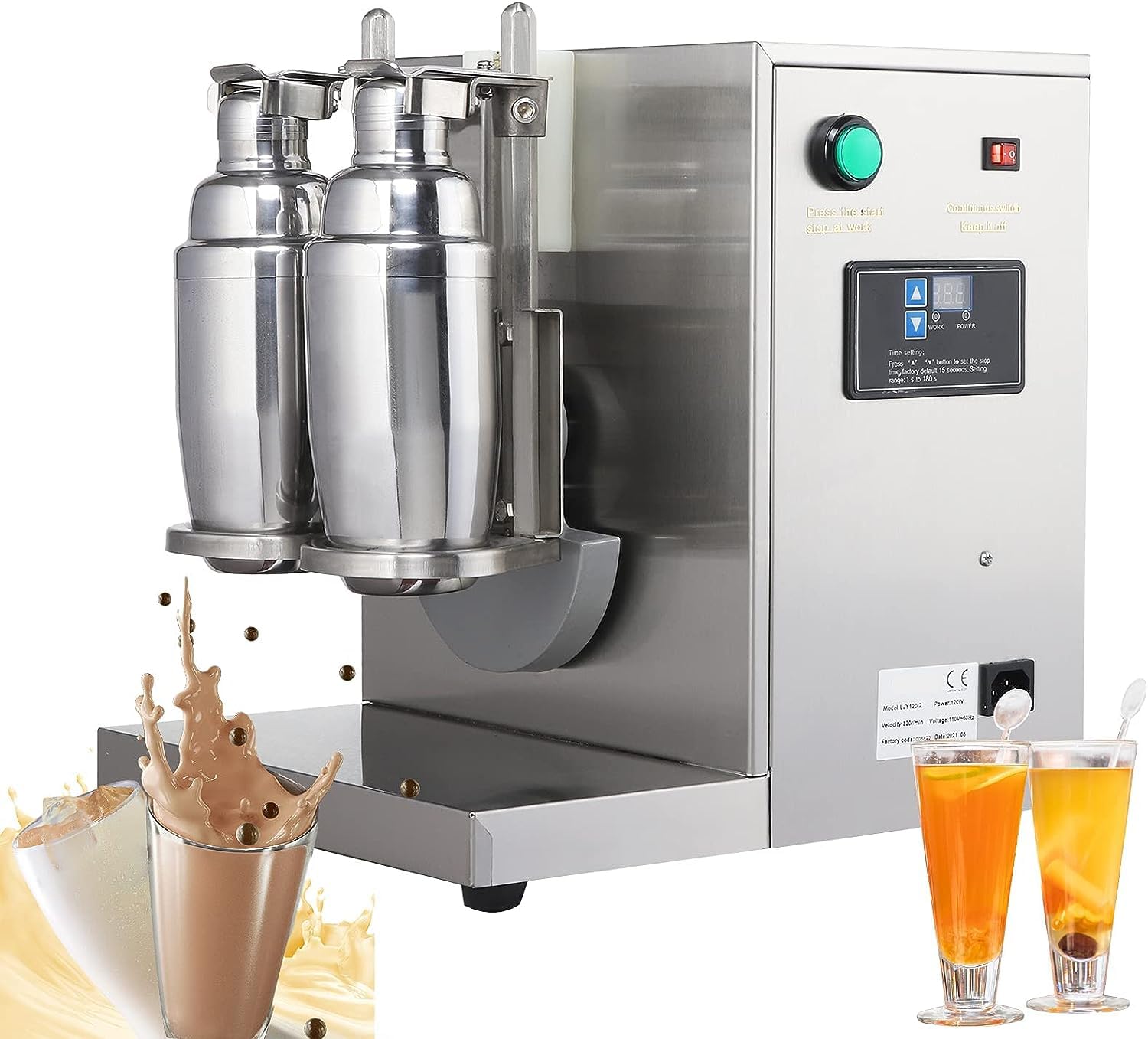 Macchina Automatica per agitare Il tè al Latte, Macchina per agitare Il tè al Latte a Doppia Testa elettrica a 360 °, agitatore per tè al Latte Elettrico da Cucina per Bubble