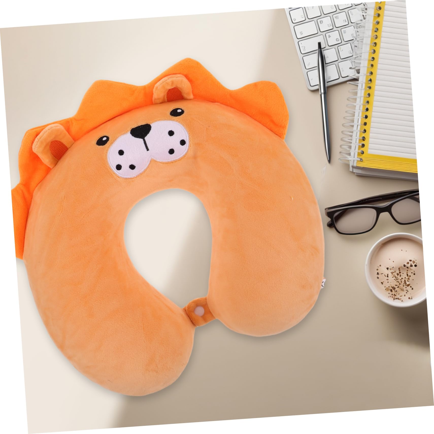 Almohada Cervical Espuma Viscoelástica, Diseño de Dibujos Animados en Forma Reduce la Fatiga del Cuello de Viaje para Coche y Avión