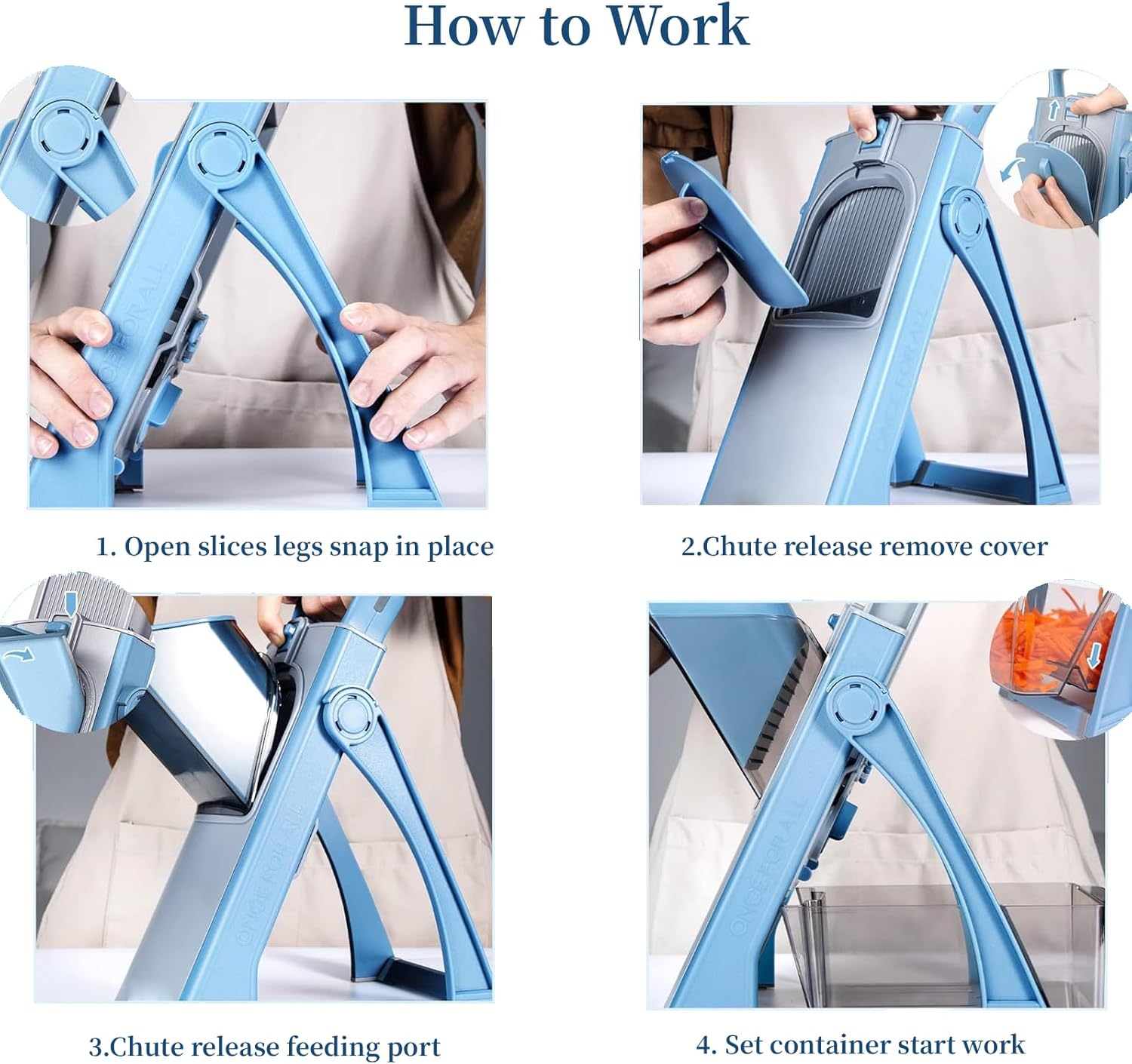 Upgraded Safe Mandoline Slicer Plus, Thickness Adjustable Vegetable Food Chopper, Potato Fries Cutter Veggie Salad Dicer Tomato Onion Versatile Mandoline Slicer for Kitchen (Blue)