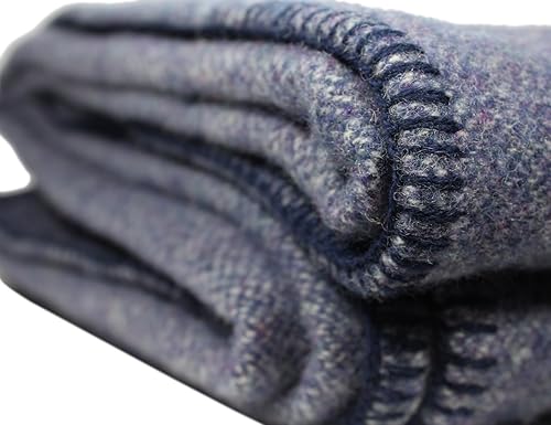 Miniatura 3 de Cobija de lana irlandesa de varios colores, 90 x 108 pulgadas, hecha en Irlanda, 100% lana, Blackberry, King Blackberry,Azul,Pizarra