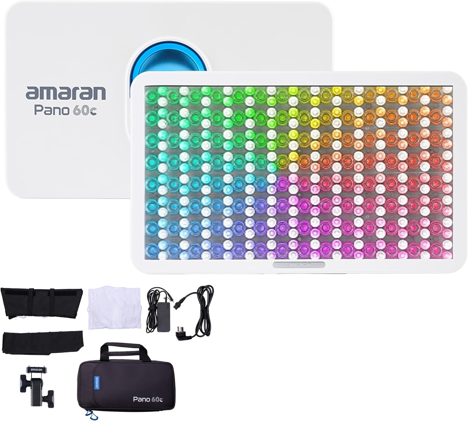 Amaran Pano 60c RGBWW 60W Portable LED Video Panel Light – Ultra-Compact, USB-C PD Powered, Sidus Link App Control, 22,220 Lux @0.5m, Ideal for On-The-Go Creators (White)