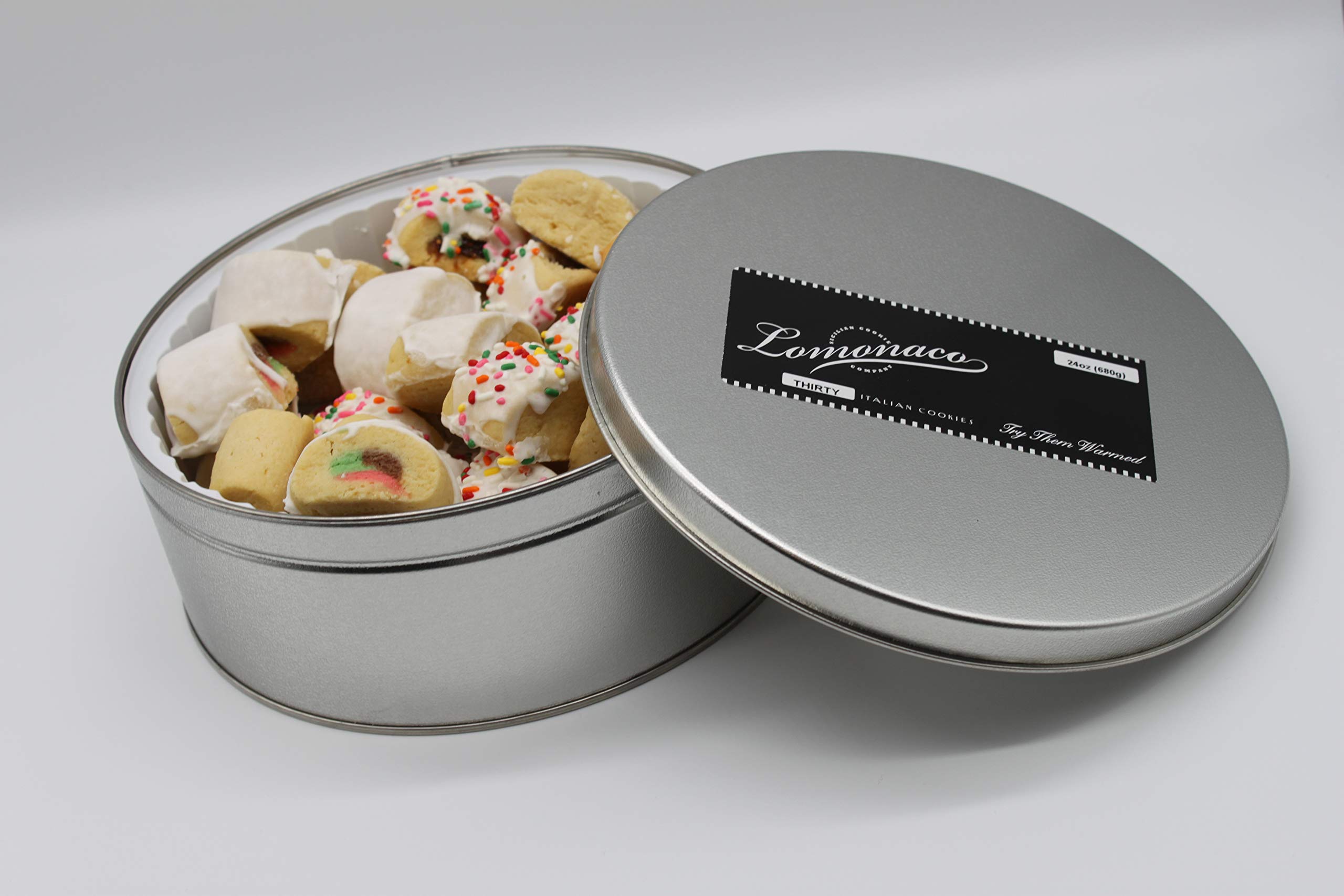 Amazon.com: Lomonaco Sicilian Cookies, 30 Count Tin, Assorted, Cucidati  (Italian Fig), Lustrato (Glazed), Neopolitano (Tri-Color), Pianura (Plain),  Spruzzi (Sprinkled), & Sesamo (Sesame Seeds) : Grocery & Gourmet Food