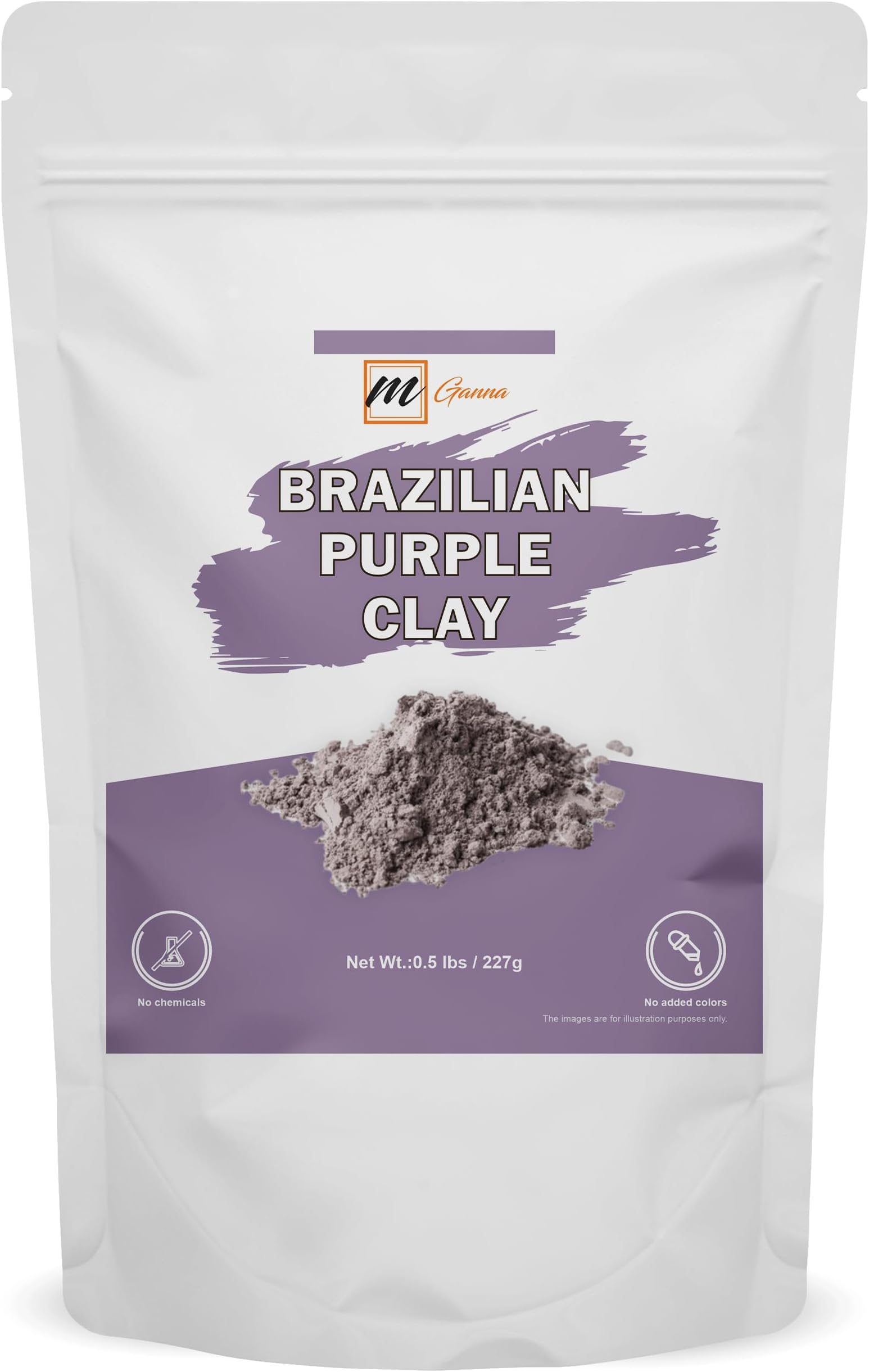 100% Natural Brazilian Purple Clay Powder for Face packs, Creams and Soaps and other Cosmetic Formulations 0.5 lbs / 227 gms
