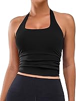 BMJL Women's Halter Tank Top with Built-in Bra - Buttery Soft Longline Crop Top for Gym & Street Workouts