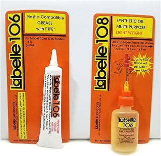 Labelle 106 & 108 2-Pack Lube Oil + Grease PTFE Lubricant for N & Z Scale Trains – Athearn, Atlas, Bachmann, Kato, Rivarossi, Con-Cor, Micro-Trains & More – Premium Model Train Maintenance