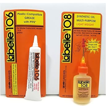Labelle 106 & 108 2-Pack Lube Oil + Grease PTFE Lubricant for N & Z Scale Trains Athearn, Atlas, Bachmann, Kato, Rivarossi, Con-Cor, Micro-Trains & More Premium Model Train Maintenance