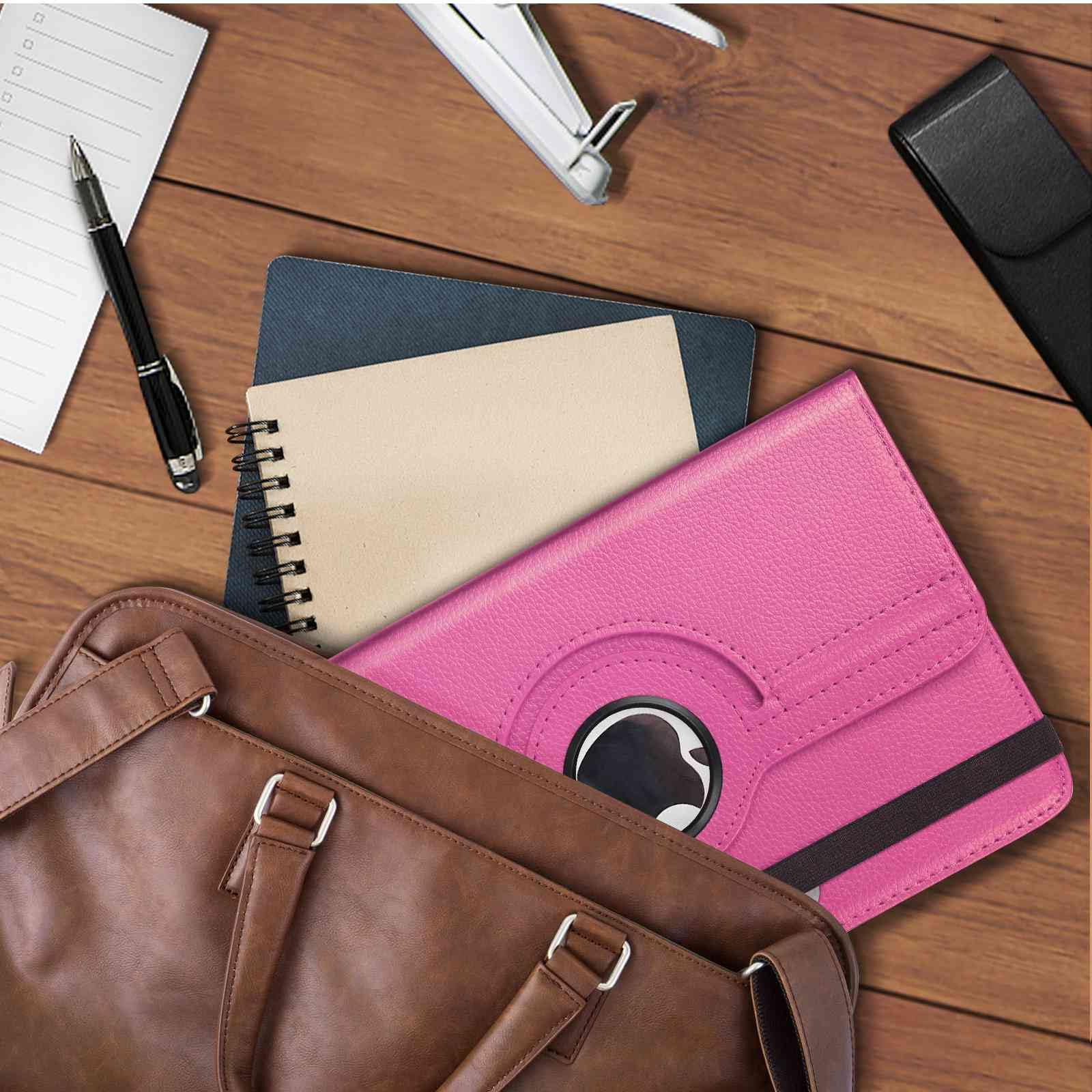 UrbanX Universal Tablet Case For 7-8 Inch Tablets - Baby Pink Folio Cover With 360° Kickstand