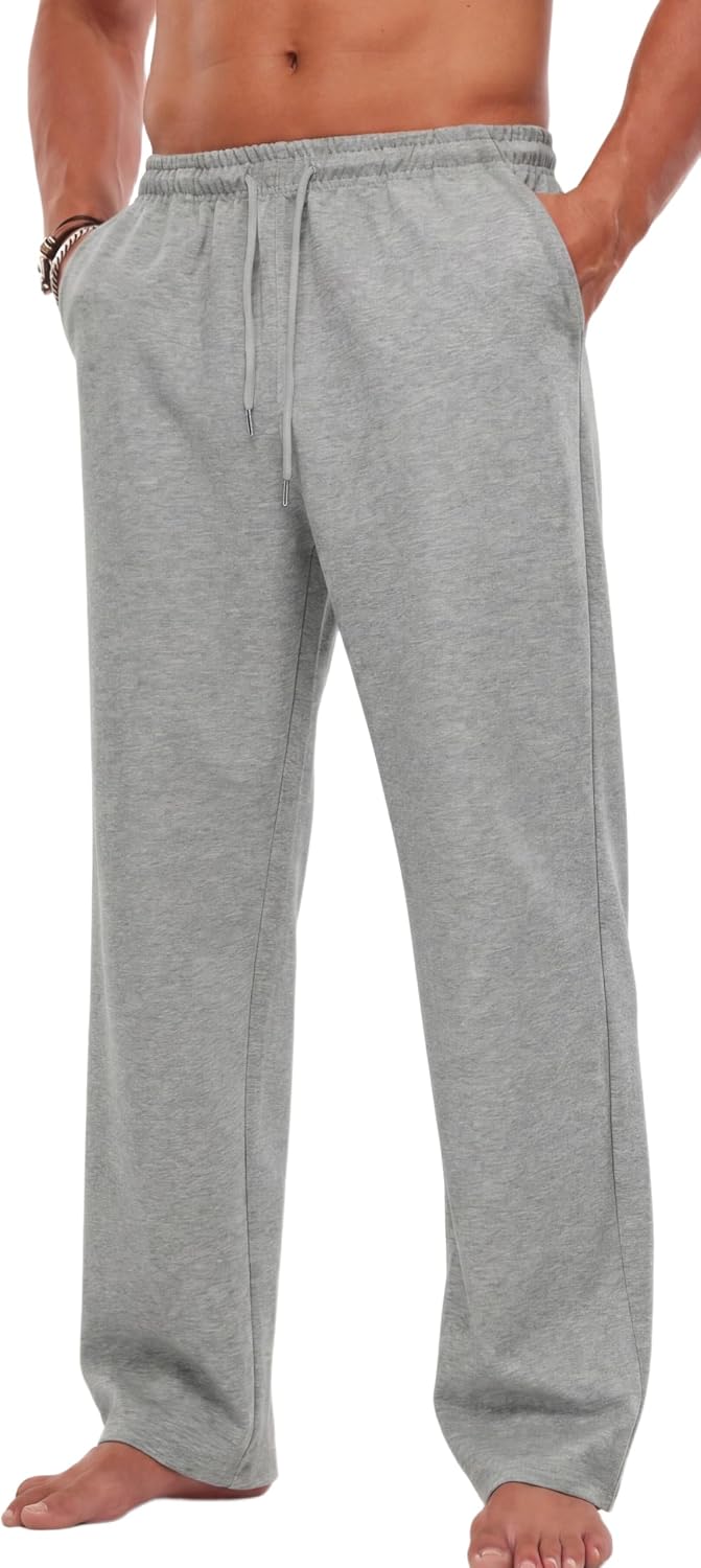 Sailwind Men's Casual Baggy Sweatpants Straight Leg Cotton Sweat Pants Open Bottom Lounge Joggers with Pockets