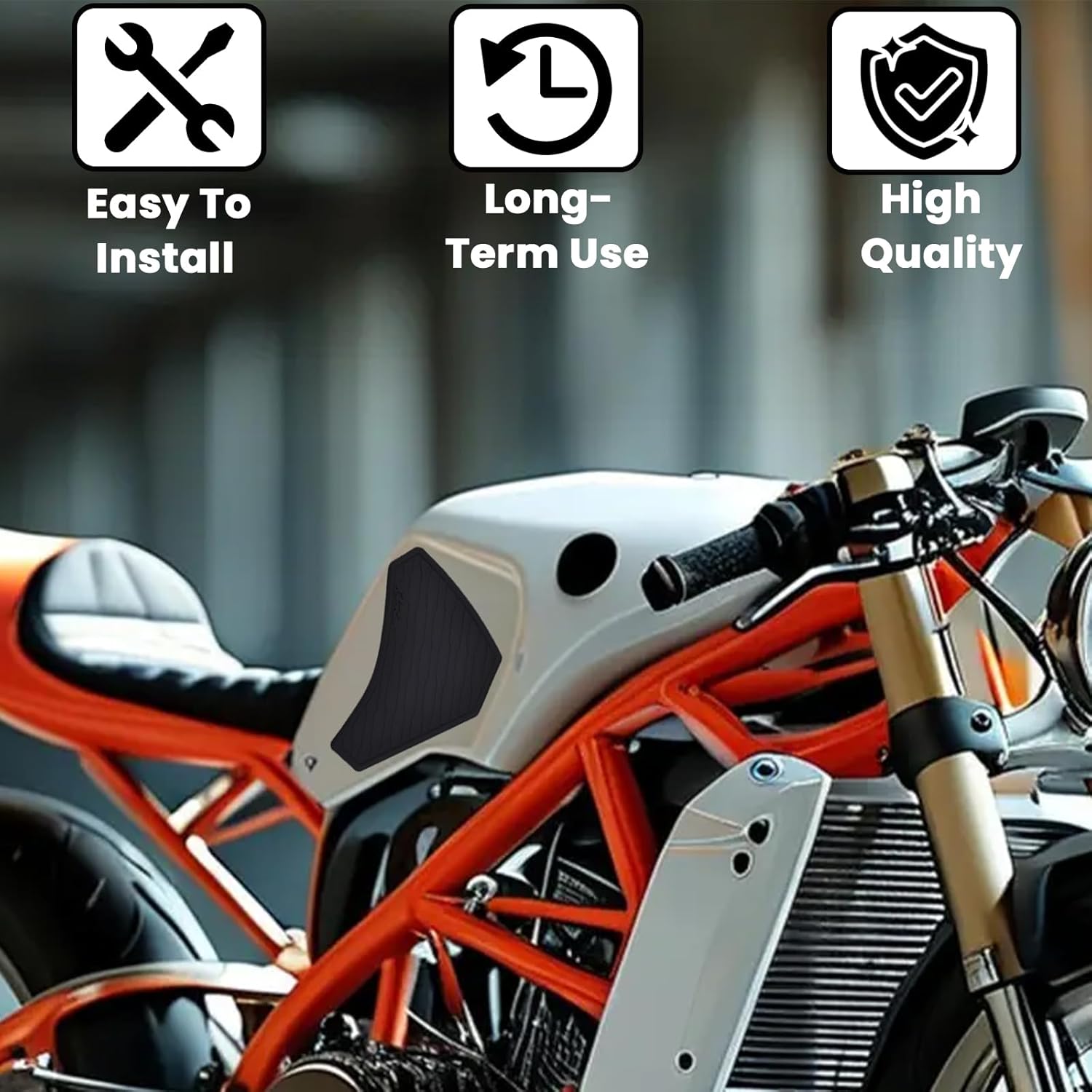 Motorcycle Side Tank Pad, Motorcycle Rubber Decal Tank Protector, Non-Slip Scratch-Resistant Gas Oil Fuel Pad Protector Sticker Compatible with Kawasaki KLR650 2022 2023 2024