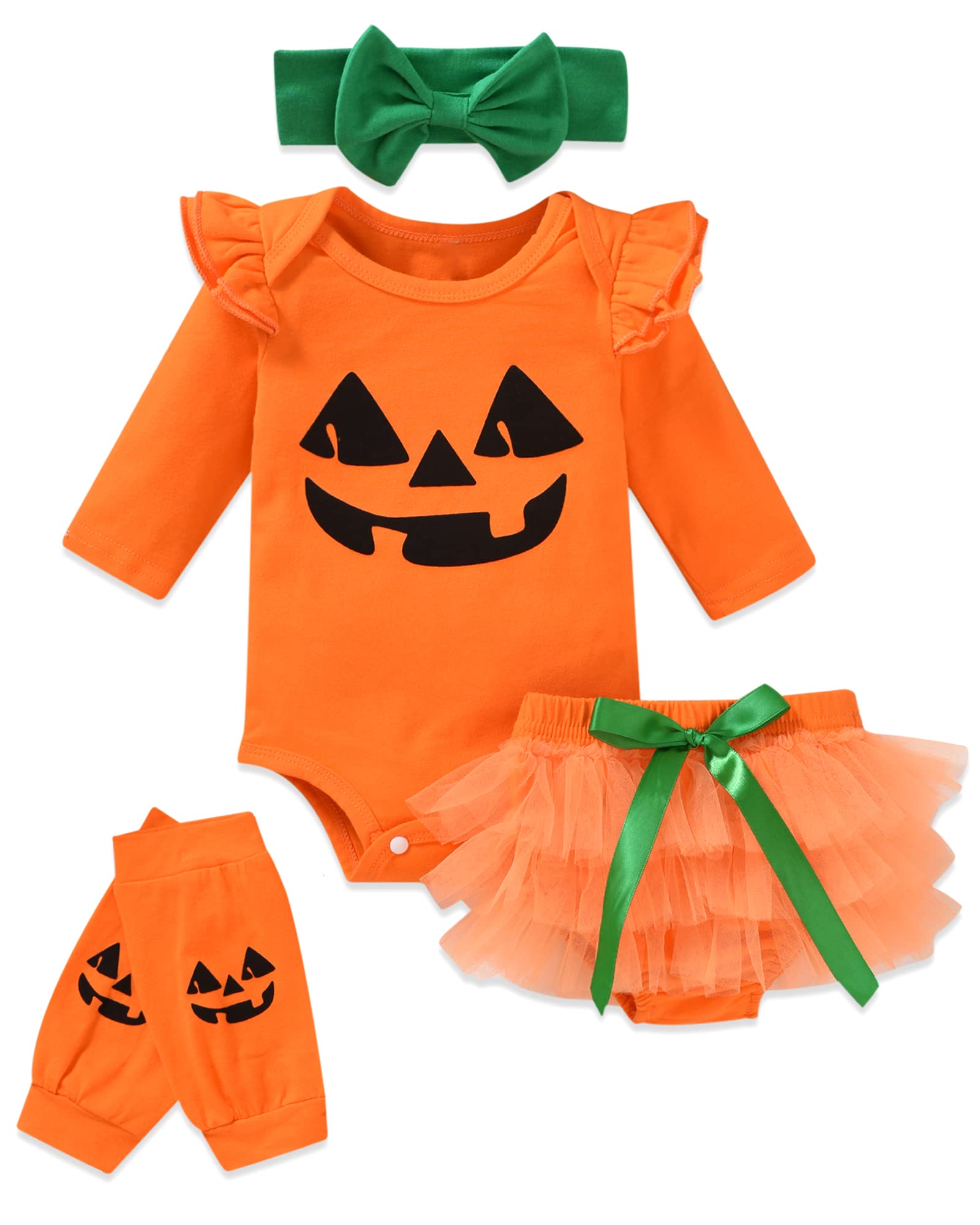 fioukiay 0-3 Months Baby Girls Clothes Sets (Orange, 0-3 Months)