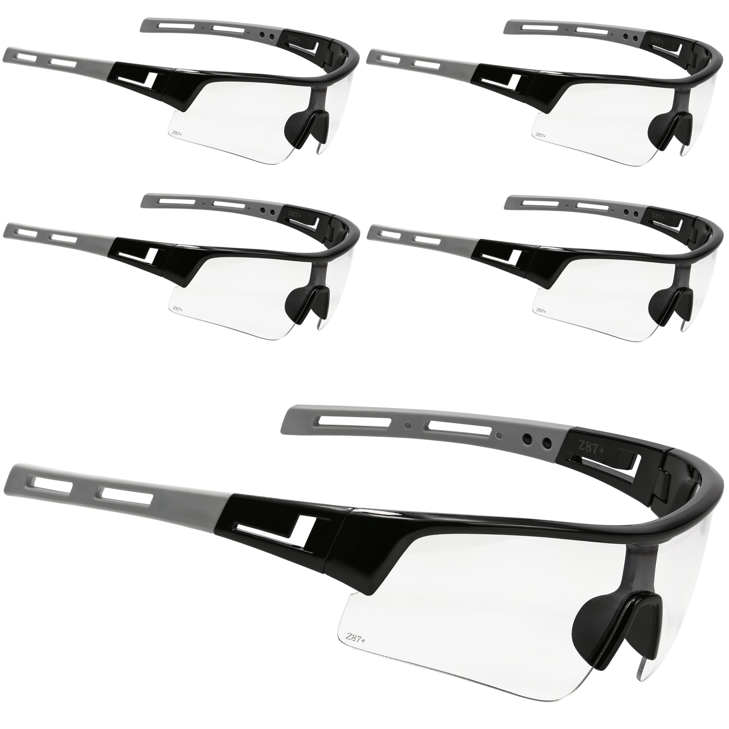 Safety Glasses [Pack of 10] ANSI Z87.1 Polycarbonate Impact Resistant UV-Block Protective Eyewear (Not Anti-Fog)