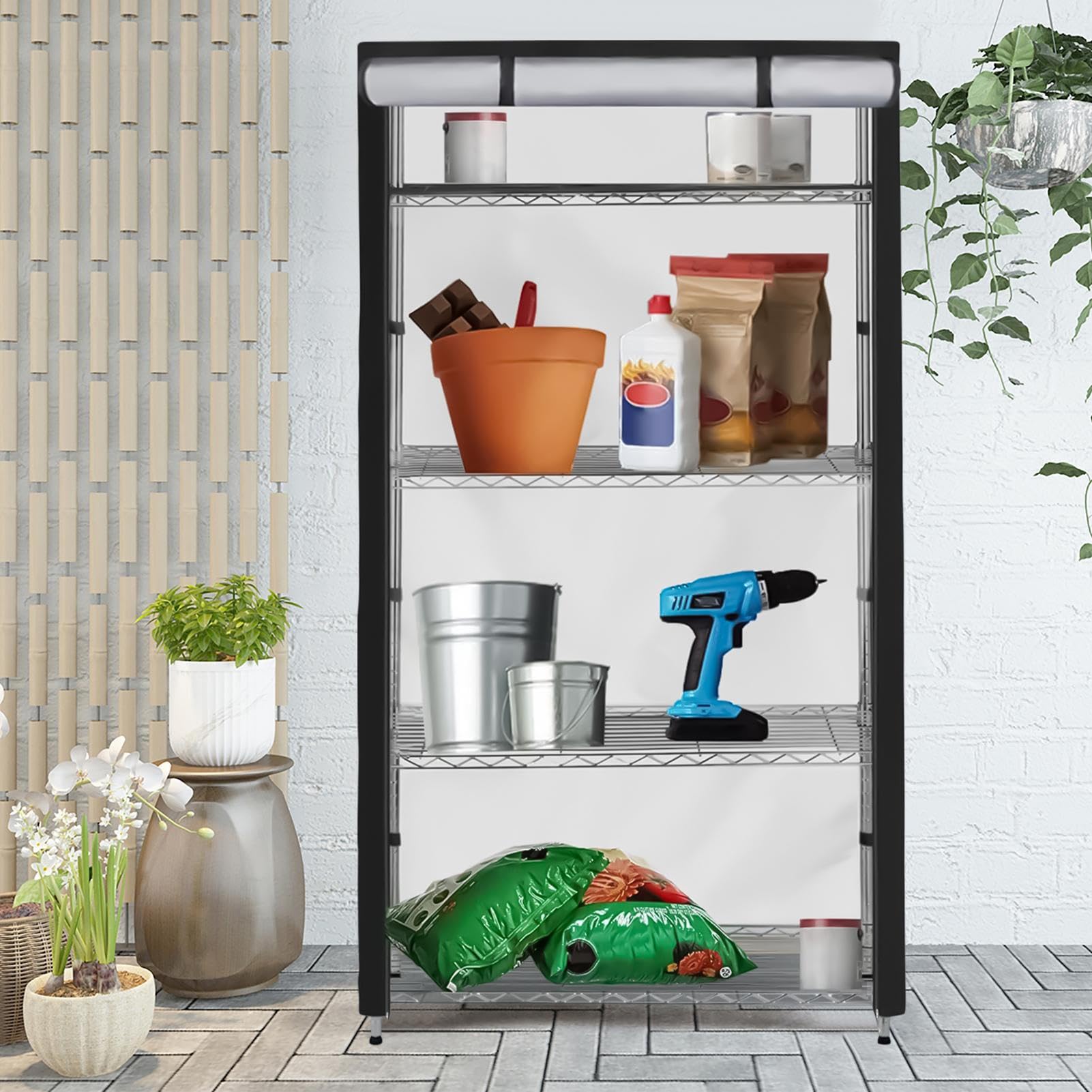 Regalabdeckung - Robuste Regalhülle Wasserdicht | Winddichte, tragbare, rollbare und verstellbare Abdeckung für Schlafzimmer, Lagerhäuser, Kleidung, Türen, Organisation und Eingangsbereich
