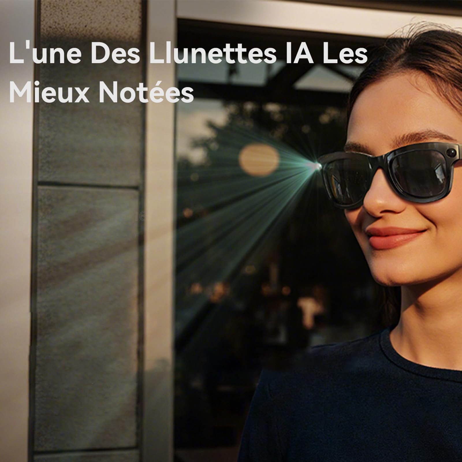 Générique Meacode AI Smart Glasses - Lunette Réalité Augmentée avec Assistant Vocal IA, Traduction, Appels Bluetooth, Capture HD, Léger et Confortable (Lunettes de Soleil)