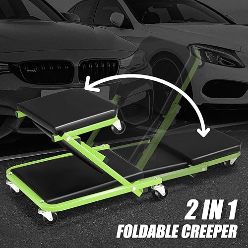 Miniatura 10 de DNA MOTORING TOOLS-00186 - Asiento plegable 2 en 1 de 40 pulgadas, 6 ruedas de 2 pulgadas, capacidad de peso de 330.7 lbs, color rojo