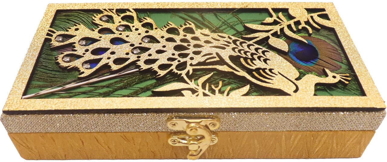 VIBSEE Designer lazer cutting Shagun cash box MOR design or gaddi box for shagun,money box for wedding,anniversary, Ring ceremony,baby shower,eidi or any other occasion-image-8