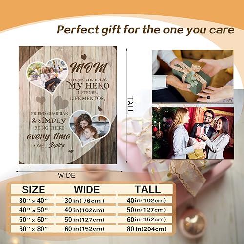 Miniatura 7 de Regalos de cumpleaños para mamá, manta personalizada de hija con fotos, regalos y nombre, manta personalizada significativa con imagen única