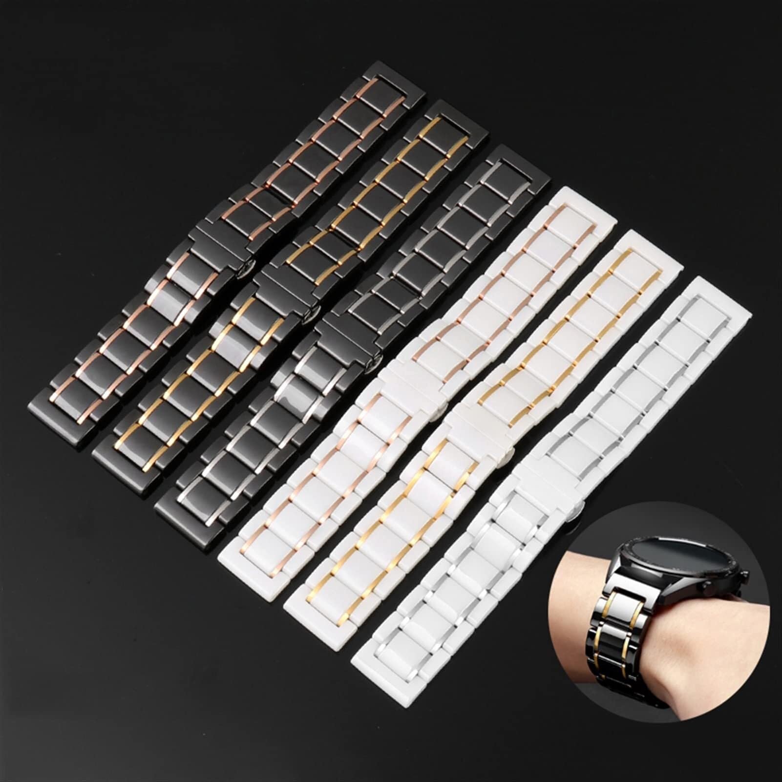 Cinturini per orologi in acciaio inossidabile ceramico a sgancio rapido 20mm 22mm 16mm 18mm
