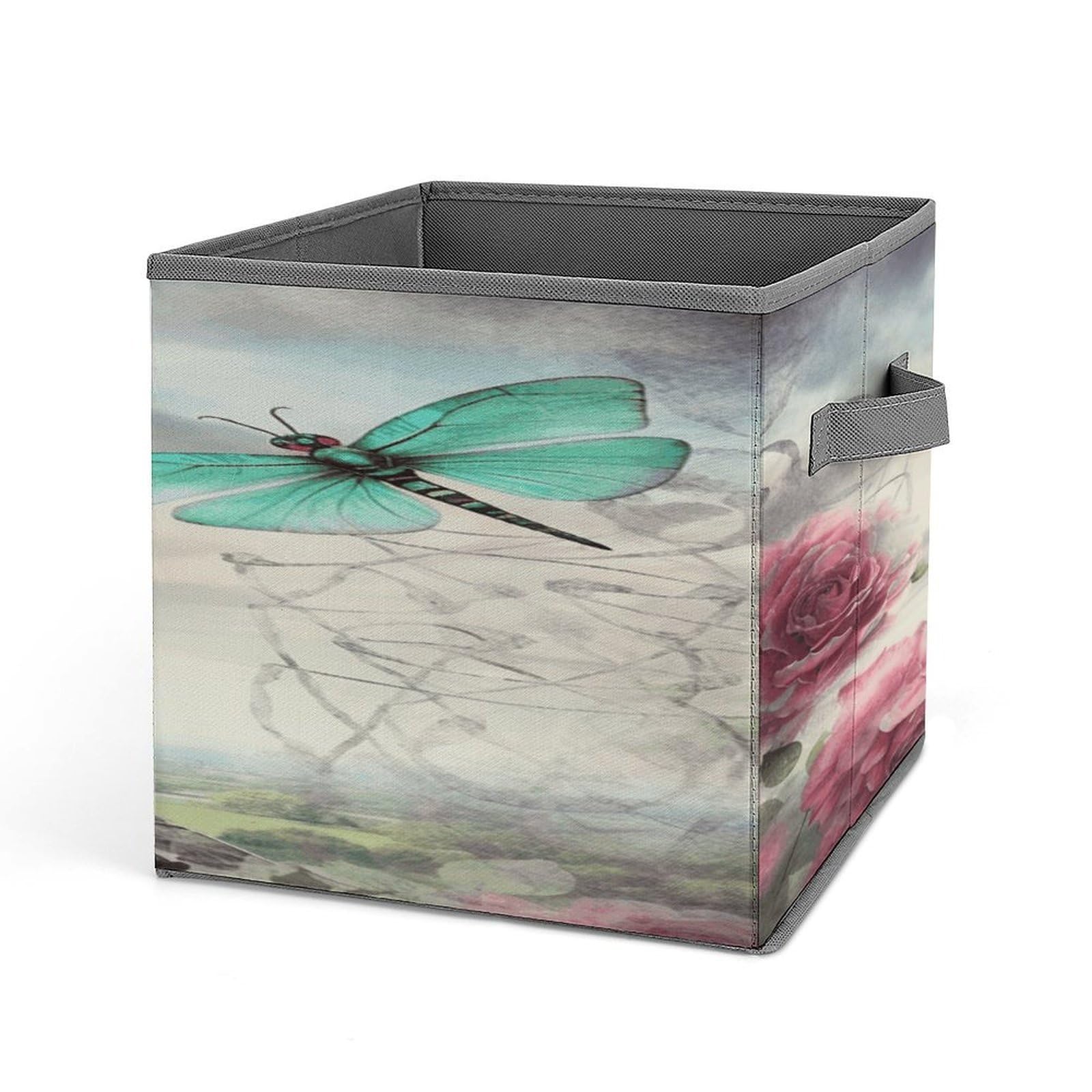 VstaDank Dragonfly French Tower Storage Bin Collapsible Storage Cubes Organizer Oxford Cloth Storage Box with Dual Handles Large Stackable Closet Storage Bins for Sheets Hat Sweater