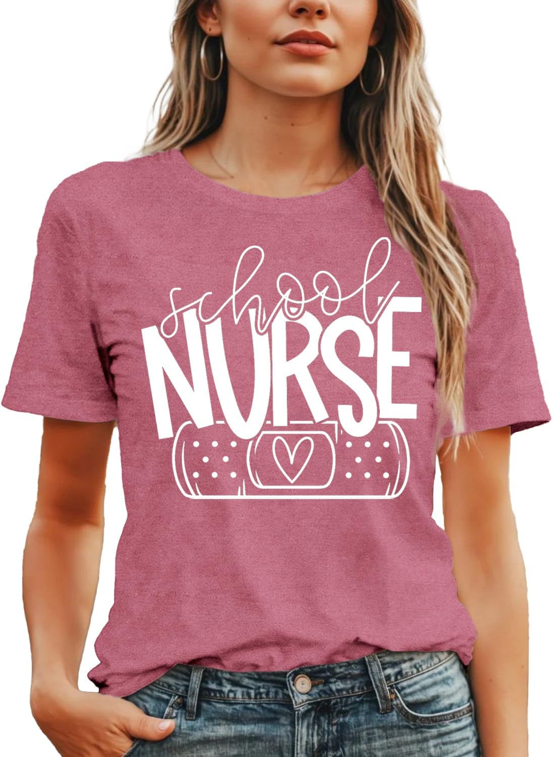 Womens School Nurse Shirt Nurse Heart Tshirt Nursing Life Tee Top - Image 5