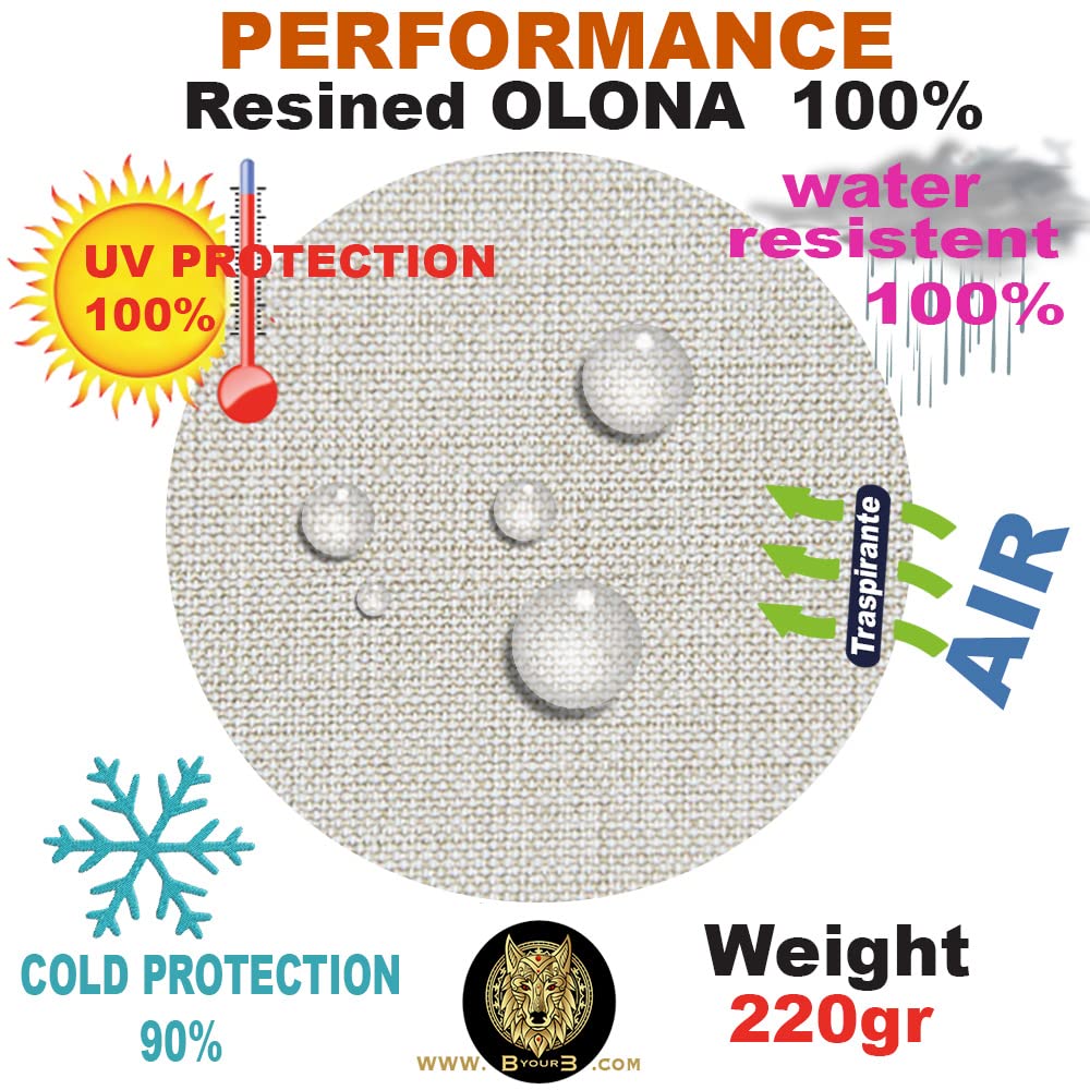 Byour3 - Rideaux D'Extérieur Imperméables avec Anneaux en Métal Anti-moisissure - Auvent Latéraux Gazebo Occultant pour Terrasse Balcon Pergola Toile Solaire Isolant Thermique (Naturel L.400x290H)