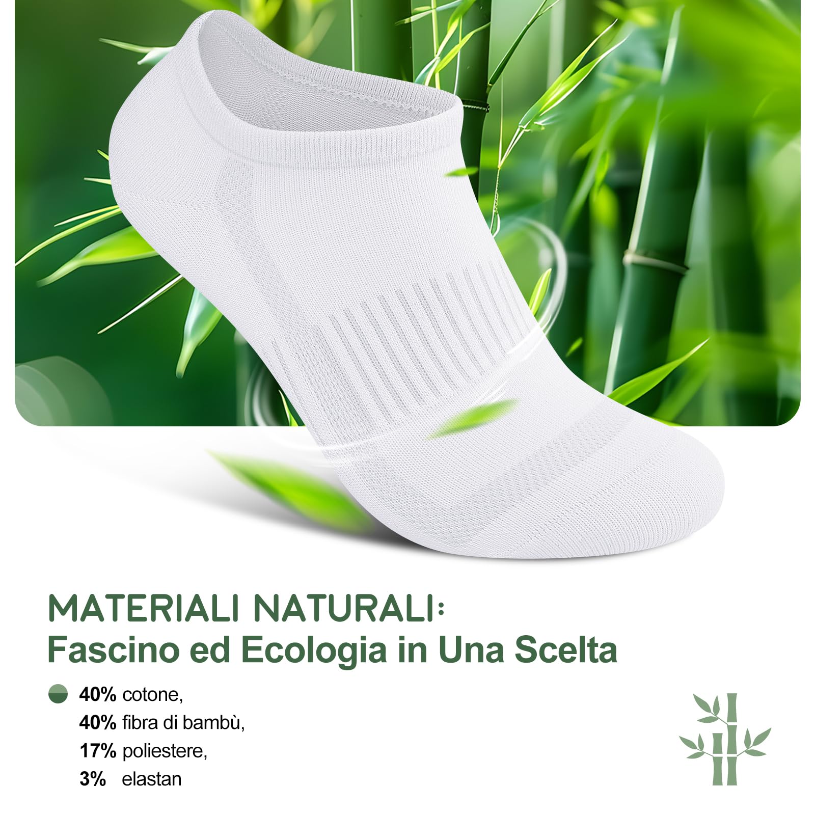 Cirorld Calzini Bambù Sportivi per Donna e Uomo 39-42,43-46, 6 Paia Corti Traspiranti, Antibatterici e Anti-Odore, Assorbimento Umidità per Running