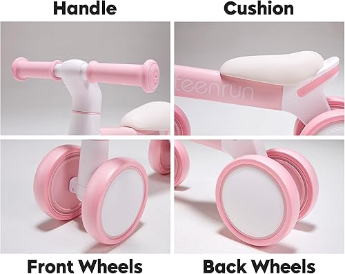 Miniatura 7 de TEENRUN Bicicleta de equilibrio para bebé con 4 ruedas, perfecta para niños de 12 a 36 meses, regalo ideal para el primer cumpleaños para niños y