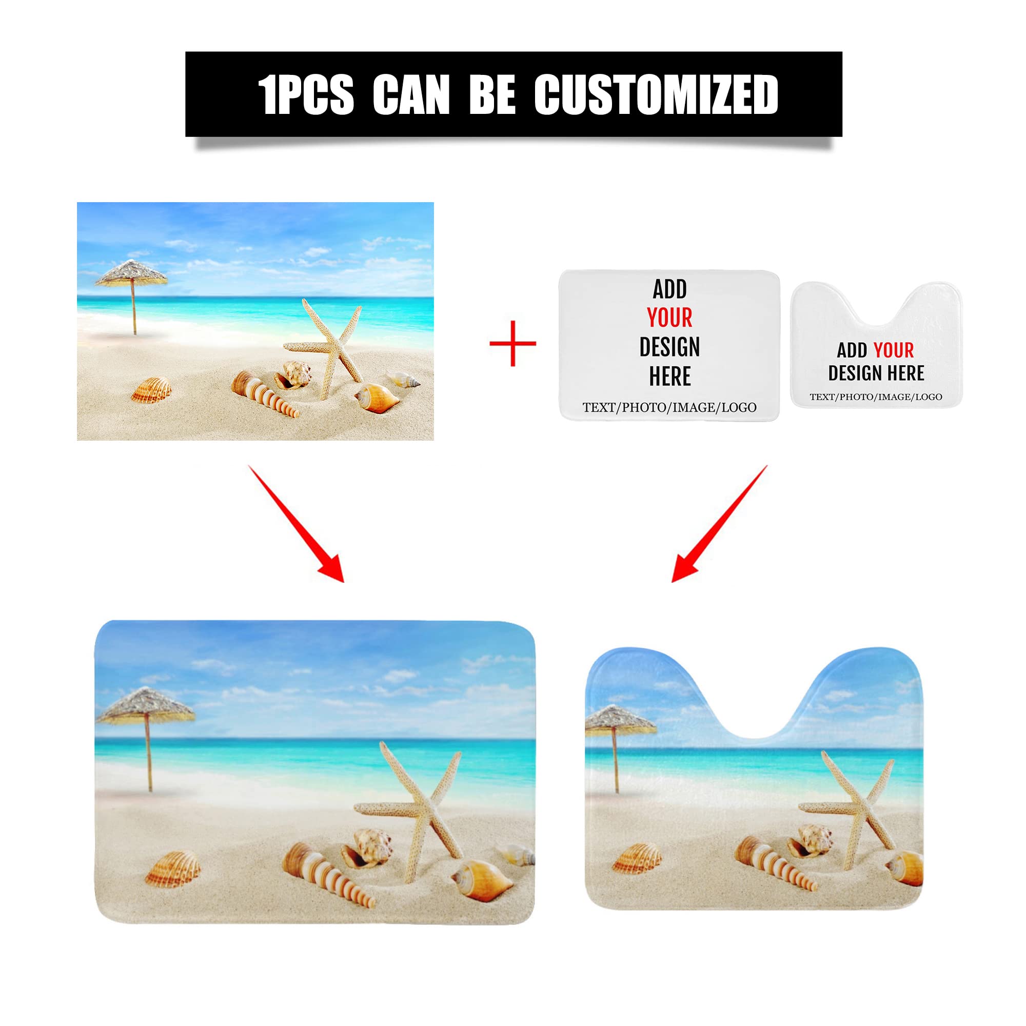 Custom Bath Mat Set 2 Pieces Personalized Non Slip Bath Rugs/Toilet Rugs U Shaped Washable Bathroom Rugs Home Decor