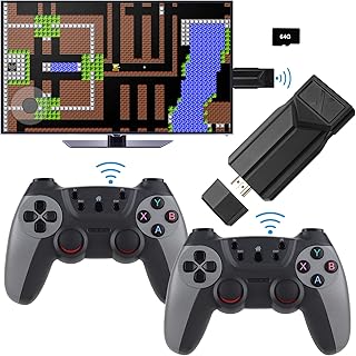 Safego Retro Game Console with 2.4G Dual Wireless Controllers and 64GB Built-in Card 15000 Games, 9 Emulators, Video Game Console for TV 4K HDMI Output, Plug & Play