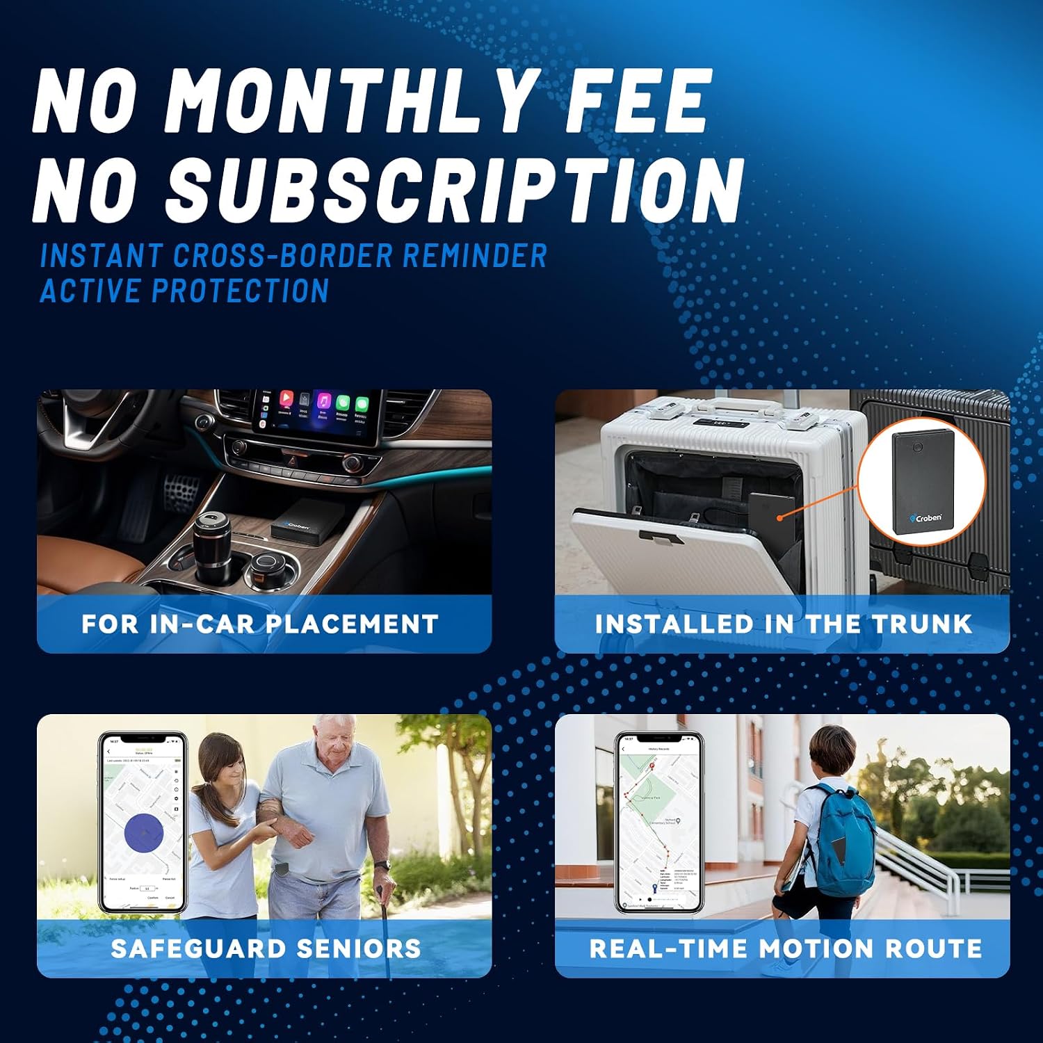 GPS Tracker for Vehicles No Subscription No Monthly Fee,Real-Time Location Car Small Tracker with 4G SIM & Data Included,Long Battery Life,GeoFence,Trip History,Driving Alerts(5 Years)