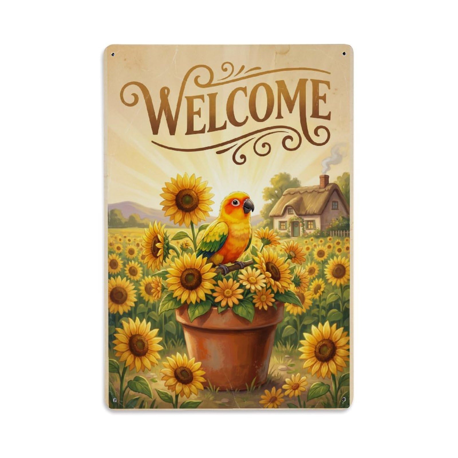Vintage Welcome Sunbird Sunny Day Metal Tin Sign