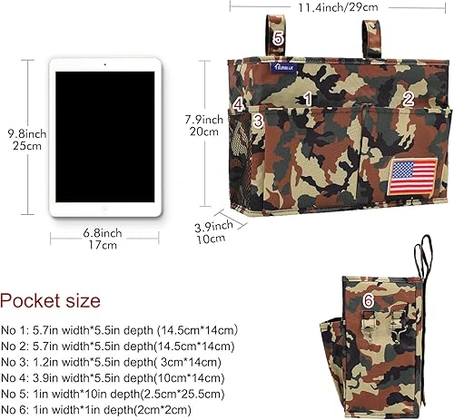 Miniatura 38 de Surblue - Organizador de cama colgante para mesita de noche, bolsa de almacenamiento, bolsillo para literas y camas de hospital, dormitorios Z-Zebra