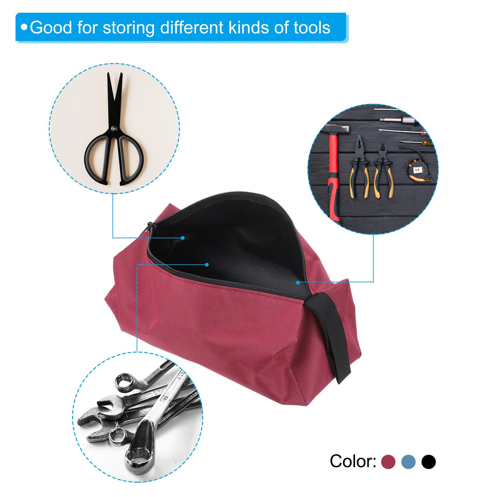 Set 5 Borse Porta Utensili In Tela Con Cerniera, Multiuso, Organizer Da Lavoro Per Uomini E Donne - Colori Assortiti