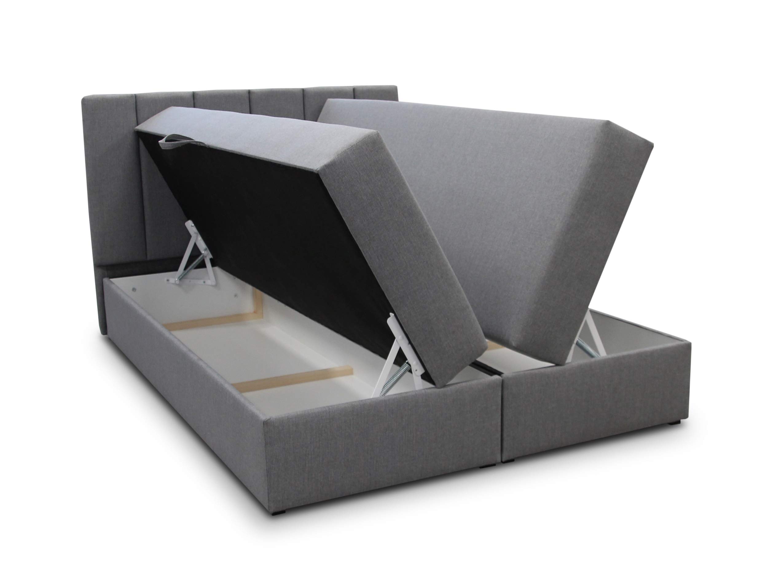 Sofnet Boxspringbett Star mit Topper, Bonell-Matratze und 2 Bettkästen, Doppelbett, Polsterbett, Bett, Bettgestell, Stilvoll, Schlafzimmer, Velour oder Webstoff (Grün (Kronos 19), 180 x 200 cm)