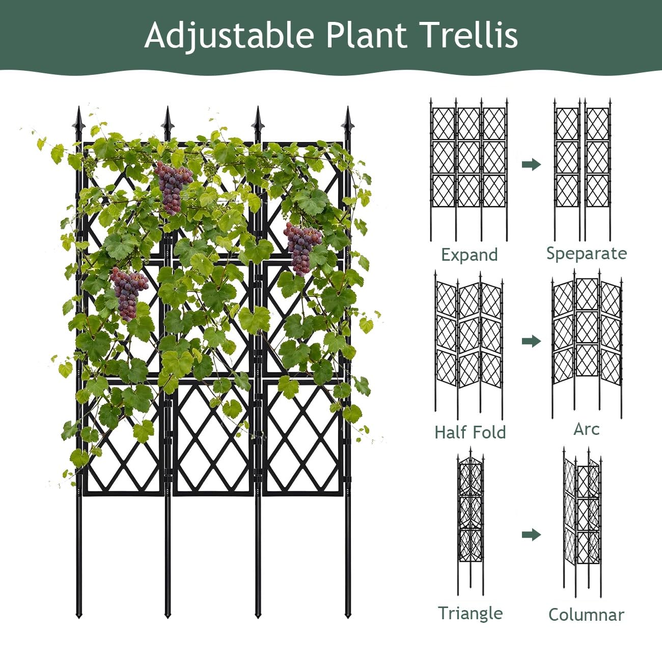 Telaio da giardino in metallo per interni ed esterni, supporto a reticolo da parete per piante in vaso, decorazione per patio, prato e cortile