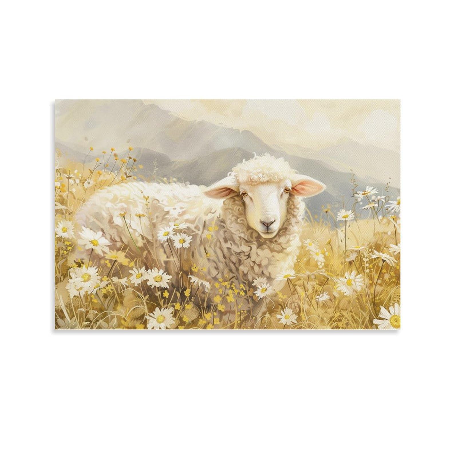 Amazon.co.jp: 絵画 真っ白な羊 アートパネル ポスター かわいい面白い