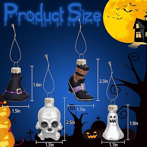 Miniatura 2 de 12 adornos colgantes de cristal del Día de los Muertos, adornos de calavera de azúcar del Día de los Muertos, cabeza de esqueleto colgante de