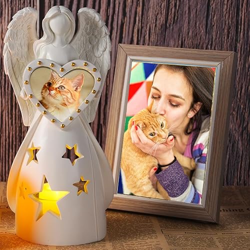Miniatura 3 de Regalos conmemorativos de gatos, figuras de ángel rezando, marco de fotos para gatos, regalos conmemorativos por pérdida de gato, monumento