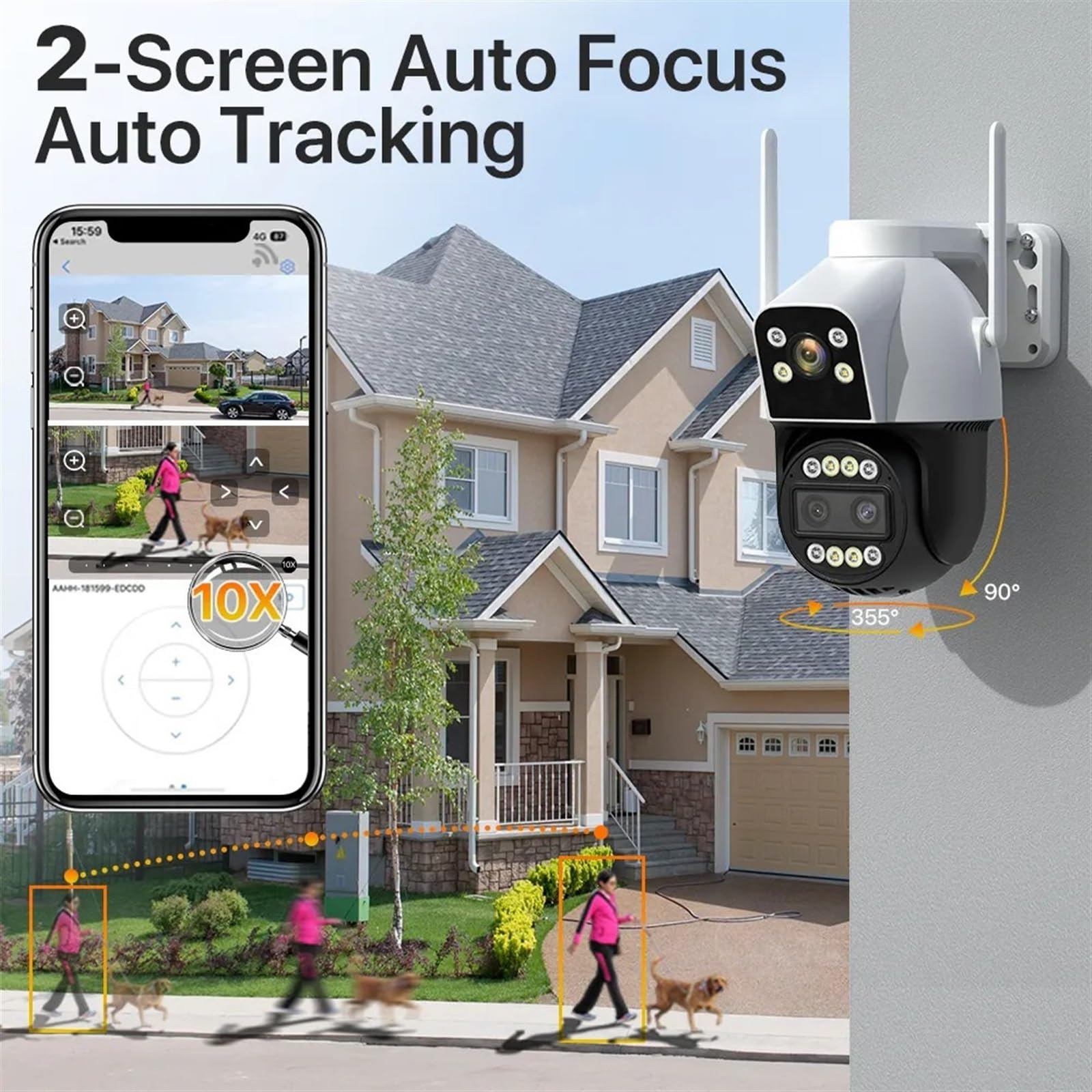 Kamera monitoringowa, Karta SIM 4G kamera kopułkowa PTZ 4K 6MP HD 10X Zoom zewnętrzna bezprzewodowa kamera do monitoringu CCTV dwukierunkowy dźwięk P2P, Bezpieczeństwo, Zabezpieczenie przed kradzieżą