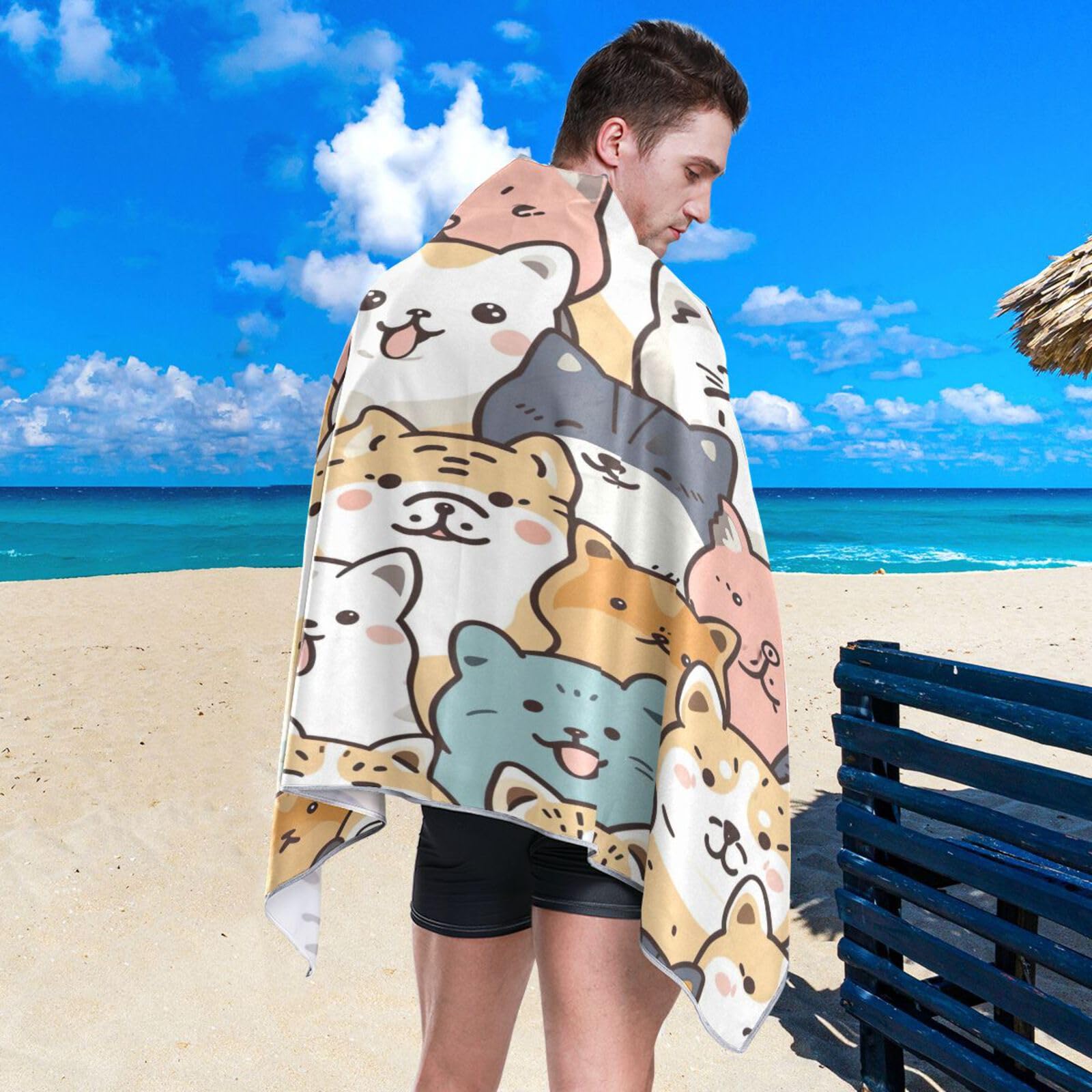 Sunglasses Bulldog Beach Towel - Super Absorbent Oversized 30"x60" Quick-Dry Towel For Swimming & Camping - View #7